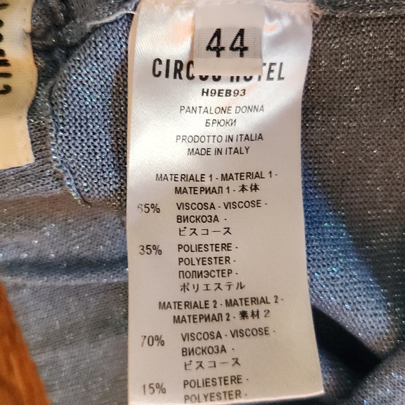 CIRCUS HOTEL Glitter Knit Geometric Colorblock Trousers - Picture 10 of 12